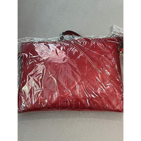 New Pratesi Firenze Made In Italy Leather Crossbody Chain Quilted Clutch Cherry - Picture 4 of 5